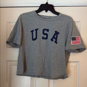 Gray USA T-Shirt with Flag Patch